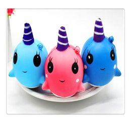 10cm Squishy Narwhal Uni Whale Squishy Slow Rising Squeeze Toy Phone Straps Charm1507289