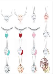 NEW 100 925 Sterling Silver Necklace Pendant Heart Bead Chain Rose Gold And Gold Luxurious For Women Fashion Jewelry Original Gif2513135