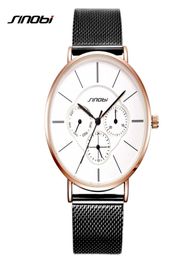 SINOBI Stylish Women Watches Golden Case Milan Mesh Casual Ladies Quartz Watch Gift Fashion Clock Calendar relogio feminino3481160