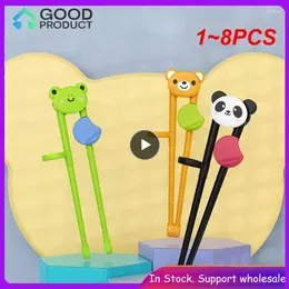 Chopsticks 1-8PCS Stainless Steel For Kids Cartoon Learning Chop Sticks Reusable Training Cute Children Tableware Set