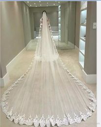 Sell 12 Metres Wedding Veils With Lace Applique Edge Long Cathedral Length Veils One Layer Tulle Custom Made Bridal Veil With7627733