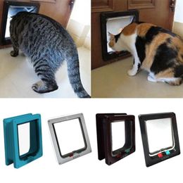 Cat Carriers Dog Flap Door With 4 Way Lock Security For Kitten Small Pet Gate Kit Supplies