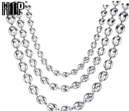 HIP Hop Width 7MM 9MM 11MM Silver Stainless Steel Gold Silver Coffee Beans Link Chain Necklace Chain For Men Jewelry6476141