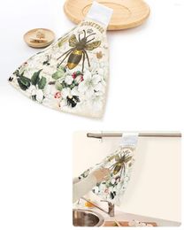 Towel Bee Azalea Retro Flower Hand Towels Home Kitchen Bathroom Hanging Dishcloths Loops Quick Dry Soft Absorbent
