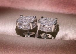 Hip Hop Men Women 925 Sterling Silver Stud Earrings White Zircon Roce Earrings 18k Gold Plated Jewellery Whole82255002653442