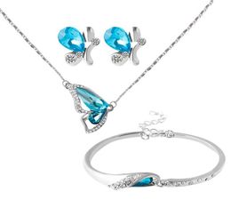 s 2018 New Butterfly Jewelry Sets Necklace EarringBracelet Crystal Set Fashion Jewelry5410813