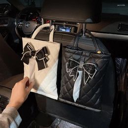 Storage Bags Simple High-end Creative Temperament Fashion Bow Leather Car Tissue Box Chair Back Hanging Drawer Bracket Bag