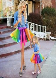 Girls Tutu Skirts Princess Ballet Skirt Kids Designer Clothes Baby Rainbow Mini Skirts Stage Dance Wear Pettiskirts Belt Dance Ski9715052