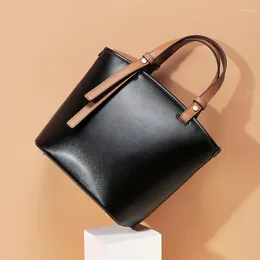 Drawstring Genuine Leather Women's Shoulder Bag 2024 Luxury Handbags Women Bags Designer Tote Messenger