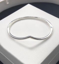 Authentic Sterling Silver Polished Wishbone Bangle Bracelet Women Girls Wedding designer Jewelry For girlfriend Gift Bracelets with Original Box Set1805444