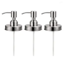 Liquid Soap Dispenser 3 Pcs Mason Jar Lid Pump Head Bottle Replacement Stainless Steel Lotion Accessory Pressing