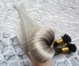 T1B Grey Ombre 7a U Tip hair extensions Human Brazilian Remy Capsules 100S Nail U Tip Keratin Hair Extensions 100G Fusion Hair Ex1754275