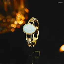 Cluster Rings Light Luxury White Opal 925 High Carbon Diamond Ring Set Multi Functional And Unique Design End