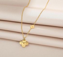 Pendant Necklaces Threedimensional Camellia Flower Golden Titanium Steel Necklace Ladies Exaggerated Personality Matching Jewelry3305892
