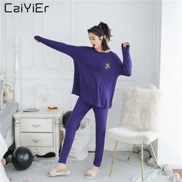 Home Clothing Caiyier Sexy Rose Autumn Long Sleeve Sleepwear Cotton Pajamas Women Headband Simple Sets Pyjamas