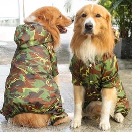 Dog Apparel Pet Clothes Raincoat Medium And Large Dogs Outdoor Hooded Waterproof Jacket Breathable Mesh Print