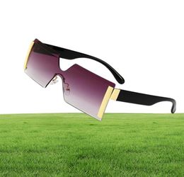 Sunglasses Fashion Oversized Square Rimless Women Brand Designer Flat Top Big Sun Glasses Female One Piece Travel Gafa De Sol1114733