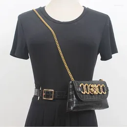 Waist Bags Silver Black MIni Packs Women PU Leather Belts With Phone Bag Street Wallet Purse Handbag Small Shoulder