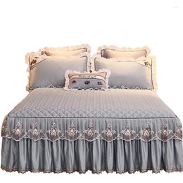 Bedding Sets Pure Color Quilted Bedspread Lace Thickened Set Duvet Cover Bed Sheets And Pillowcases