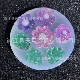 Baking Moulds DIY Mirror Handmade Ornament Crystal Glue Small Flower Leaves Silicone Mold Table Decoration Accessory Resin Molds 16736