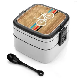 Dinnerware Bike Stripes Velodrome Bento Box Leak-Proof Square Lunch With Compartment 100 Top Most Cool Retro Vintage Emblem