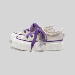 Casual Shoes 2024 Comfortable Taro Purple Niche Canvas Female Korean Version Thick-soled Biscuit All-match Breathable Sneakers