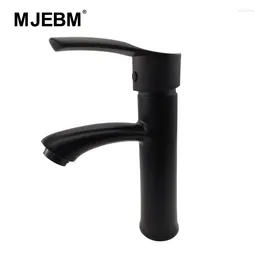 Bathroom Sink Faucets MJEBM Cold Mixer Tap Single Hole Black Faucet Stainless Steel Paint Basin