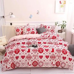 Bedding Sets 52 Pink Heart 3/4pcs Geometric Pattern Luxury Set For Adult&Children