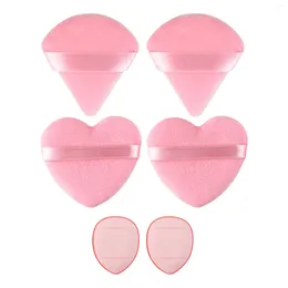 Makeup Sponges 6pcs Pink Multi Style Puff Combo With Water Droplet Shaped Heart-shaped Plush Air Cushion Special Beauty Tool For