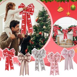 Decorative Flowers Handmade Topper Bow Christmas Party Tree Wedding Rustic Indoor Family Decoration Snowflake Birthday