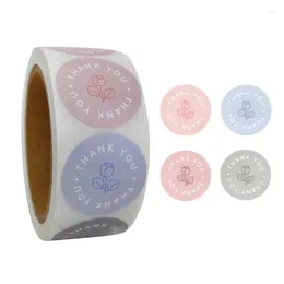 Gift Wrap Pieces Round Thank You Stickers Roll Self Adhesive Floral Label Reward Sticker Small Business Packaging Box