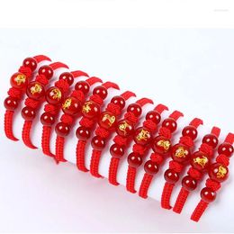 Charm Bracelets 12 Constellations Bracelet For Men Women Red Rope Woven Chinese Zodiac Sign Agate Beads Jewellery Birthday