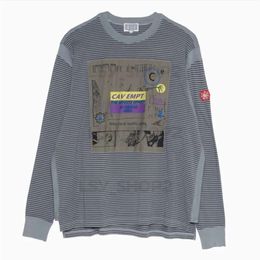 Tops CAVEMPT Hoodie C.E Cav Empt T Shirt Men Women Loose Casual Long Sleeve Stripe Splice Patch Embroidery Best Quality Streetwear CAVEMPT T-Shirts 830