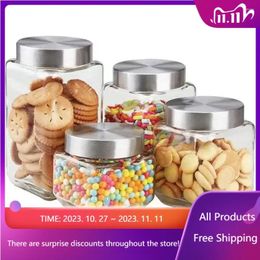 Storage Bottles 4 Pieces Glass Canister Set Square Kitchen Container Items Organiser Containers Fast Transpor