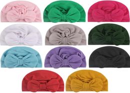 Unisex Cute Baby Soft Silky Hedging Caps with Big Bows Autumn Winter Warm Kid Cap Newborn Hat Mixed Colors8931579