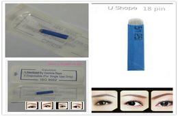 Whole50 PCS 18 Pin U Shape s Permanent Makeup Eyebrow Embroidery Blade For 3D Microblading Manual Tattoo Pen6343092