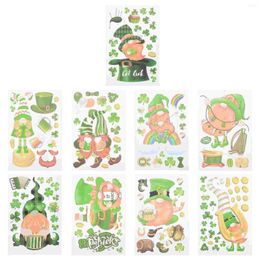 Window Stickers 9sheets Removable Shamrock PVC Clings St. Patrick's Day Wall Decals
