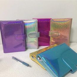 A6 Giltter Notepad Binder PU Leather Rainbow Notebook Cover 6hole Circular Ring Book Protective Shell Waterproof Journal Outer Ca8098258