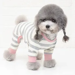 Dog Apparel Puppy Clothes Boy Girl Jumpsuit Outfits XXL York Poodle Suits Stripe Cotton Bottoming Shirt Winter Pet Dogs Pyjamas Costumes