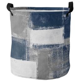 Laundry Bags Oil Painting Abstract Geometric Blue Foldable Basket Large Capacity Waterproof Storage Organizer Kid Toy Bag