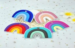 Rainbow Silicone Baby Teether BPA Teething Pendant Infant Chewable Toys Nursing Jewelry in 5 Colors9976155