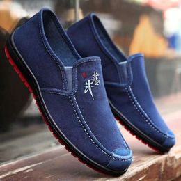 Spring and Autumn New Old Beijing Cloth Shoes with Plush for Warm Comfortable Leisure Mens One Step Work