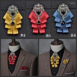 Bow Ties Fashion Men's Male Man Black Diamond Tie Wedding High-end British Shirt Accessory Guest Business Groomsman 3 PCS SET