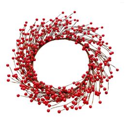 Decorative Flowers Christmas Door Wreath Hanging Decoration Red Berries For Indoor Farmhouse Wall Window Home Decor