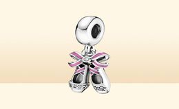 100% Sterling Silver Pink Ballerina Shoes Dangle Charms Fit Original European Charm Bracelet Fashion Women Wedding Jewellery Accessories2140491