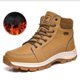 Shoes for Men in Large Size Outdoor High-top Mountaineering Shoes Work Clothes Warm Cotton Snow Boots