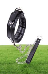 BDSM Leather Dog Collar Slave Bondage Belt With Chains Can LockableFetish Erotic Sex Products Adult Toys For Women And Men9609935