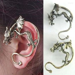 Stud Earrings Vintage Lady Retro Punk Evil Dragon Clip Metal Bite Ear Cuff Wrap Earring