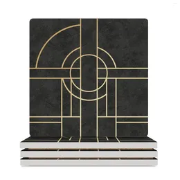 Table Mats Art Deco Black Marble Ceramic Coasters (Square) Slate Creative Tea Cup Holder Set For Drinks