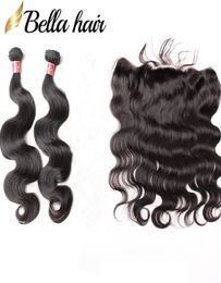 Bella Hair 8A Lace Frontal Closure With Hair Bundles Unprocessed Virgin Brazilian Extensions Natural Black Color Body Wave Human2290959